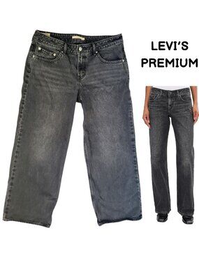 LEVIS PREMIUM Low Loose Black Denim Wide Leg Jeans - Women's 31